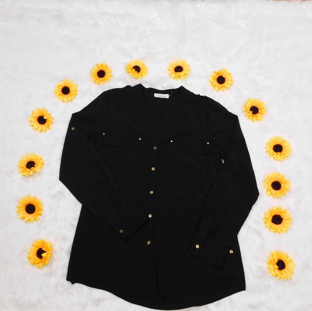Calvin Klein Black Button Down Blouse - image 7